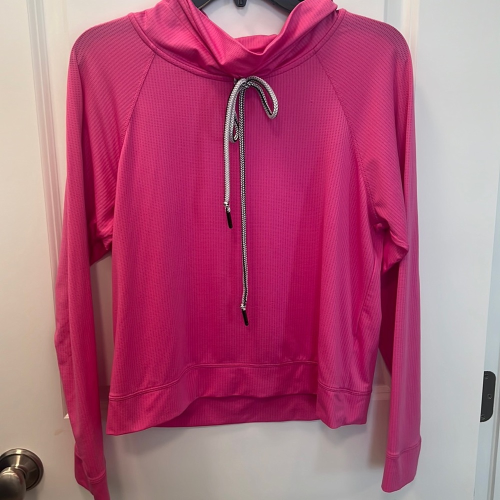 Lucky in Love pink waffle knit long sleeve. Size Medium 8-10.